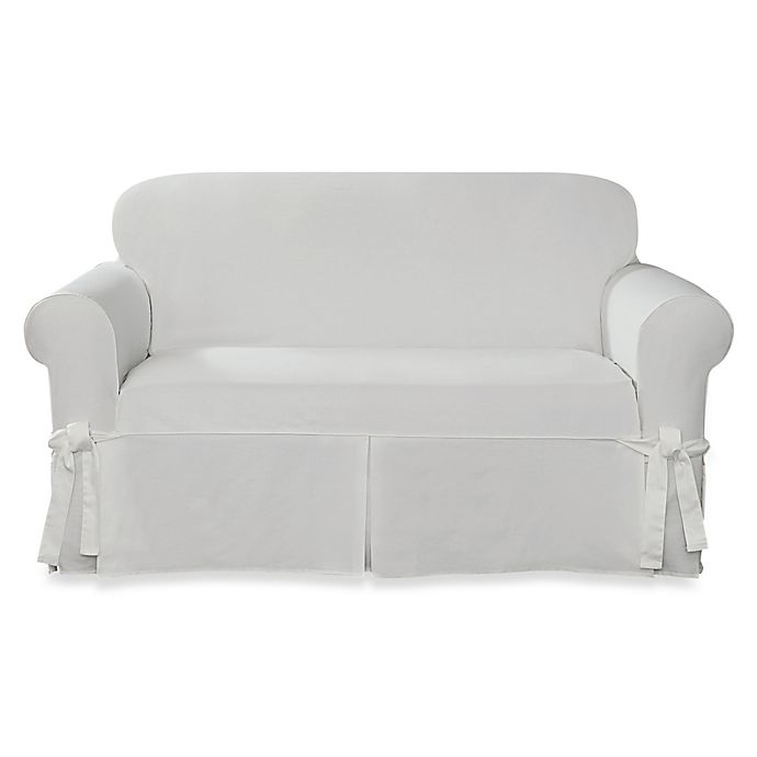 slide 1 of 1, SureFit Home Decor Designer Twill Loveseat Slipcover - White, 1 ct