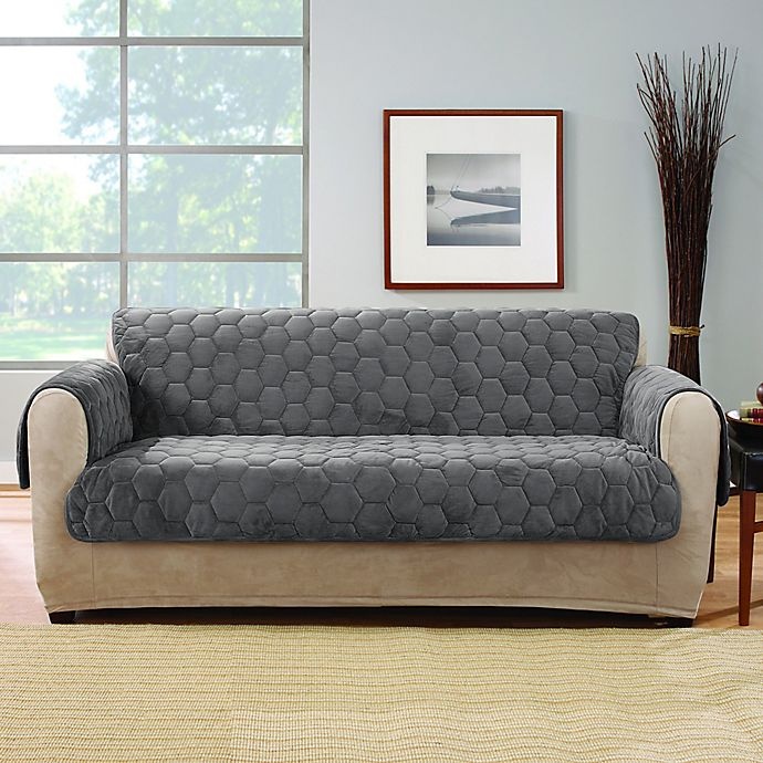 slide 1 of 2, SureFit Home Decor Silky Touch Loveseat Protector - Grey, 1 ct