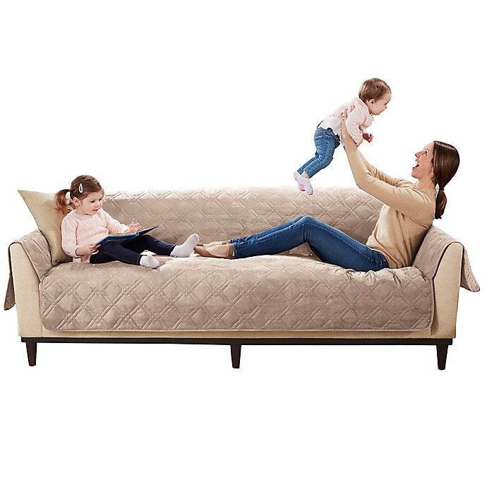 slide 2 of 2, SureFit Home Decor Sofa Recliner Furniture Protector - Cement, 1 ct