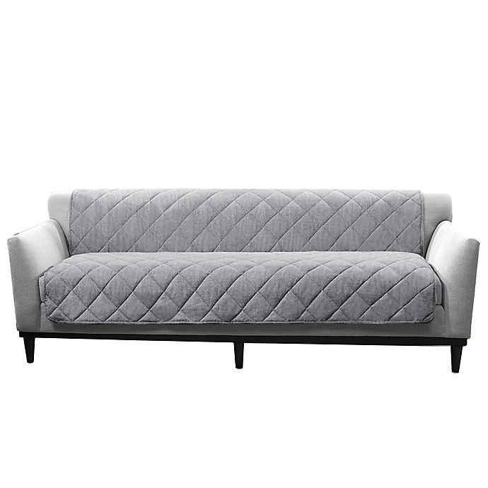 slide 2 of 2, SureFit Home Decor Brushed Faux Linen Sofa Protector - Grey, 1 ct