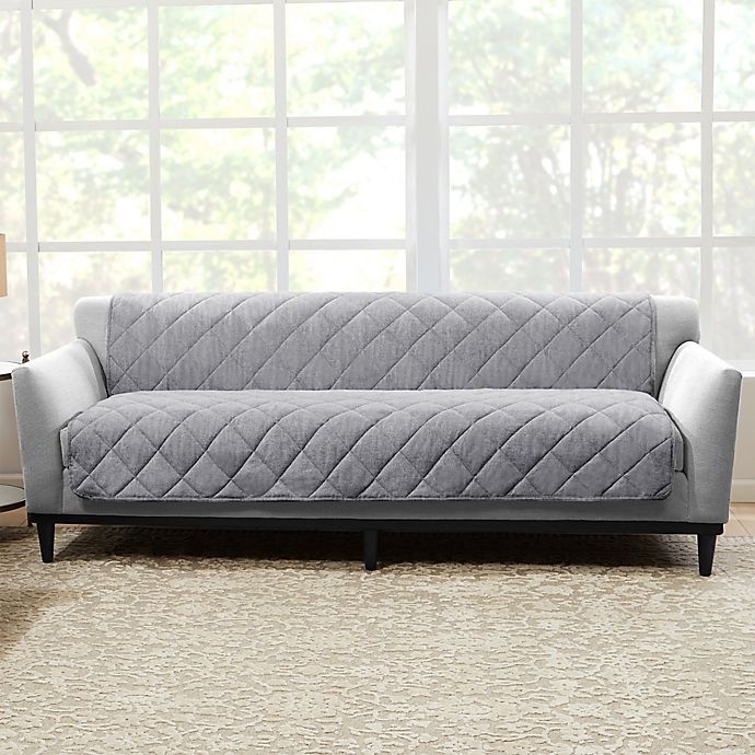 slide 1 of 2, SureFit Home Decor Brushed Faux Linen Sofa Protector - Grey, 1 ct