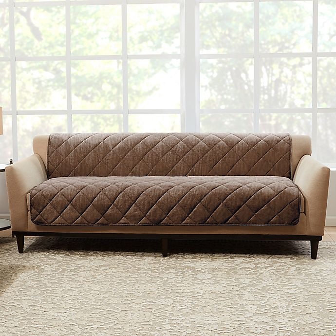 slide 1 of 2, SureFit Home Decor Brushed Faux Linen Sofa Protector - Cocoa, 1 ct