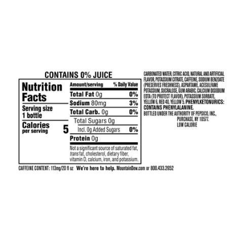 slide 3 of 4, Mountain Dew Baja Cabo Citrus Zero Sugar Soda, 20 oz