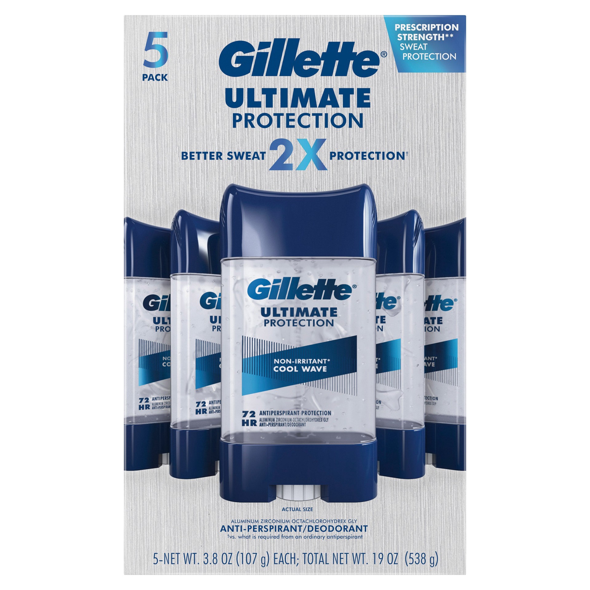 slide 1 of 4, Gillette Ultimate Protection 6-in-1 Antiperspirant, 3.8 oz, 5 pack, 