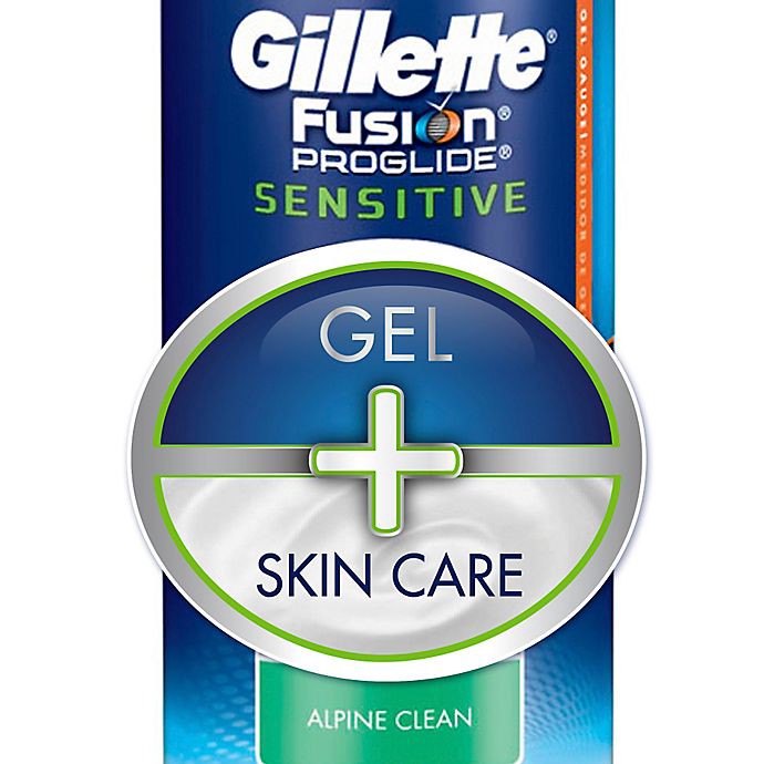 slide 3 of 3, Gillette Fusion ProGlide Sensitive 2-in-1 Alpine Clean Men's Shave Gel, 6 oz