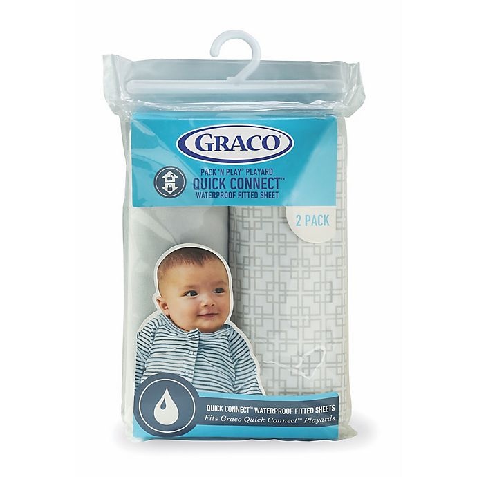 slide 3 of 3, Graco Quick Connect Playard Waterproof Fitted Sheets - Grey, 2 ct