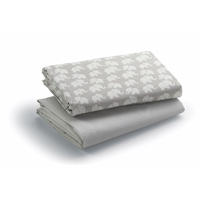 slide 1 of 3, Graco Waterproof Playard Sheets with SnugFit Pockets - Grey, 2 ct