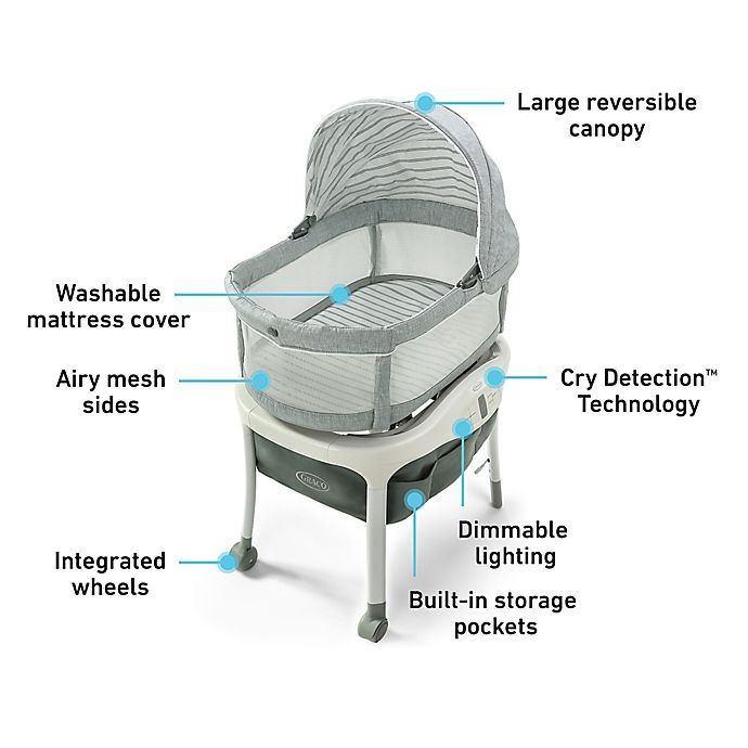 slide 6 of 6, Graco Sense2Snooze Bassinet with Cry Detection Technology - Hamilton, 1 ct