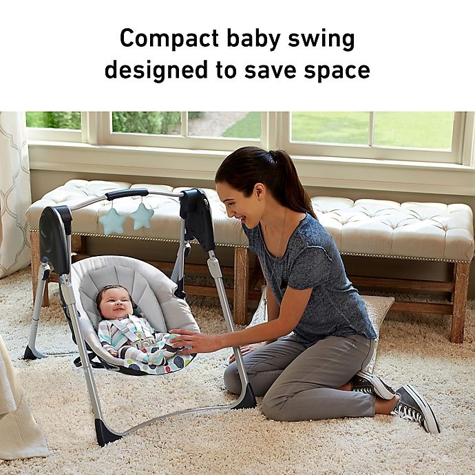 slide 2 of 6, Graco Slim Spaces Compact Baby Swing - Etcher, 1 ct