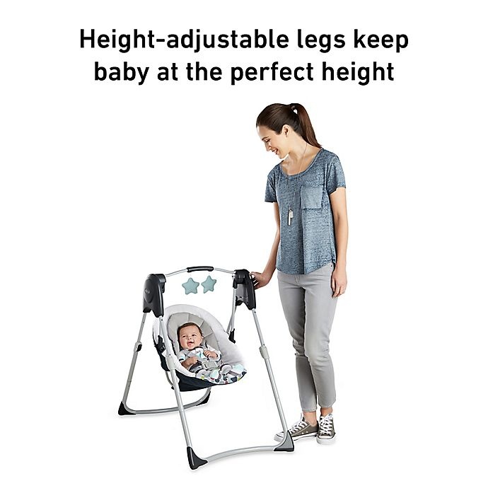 slide 3 of 6, Graco Slim Spaces Compact Baby Swing - Etcher, 1 ct