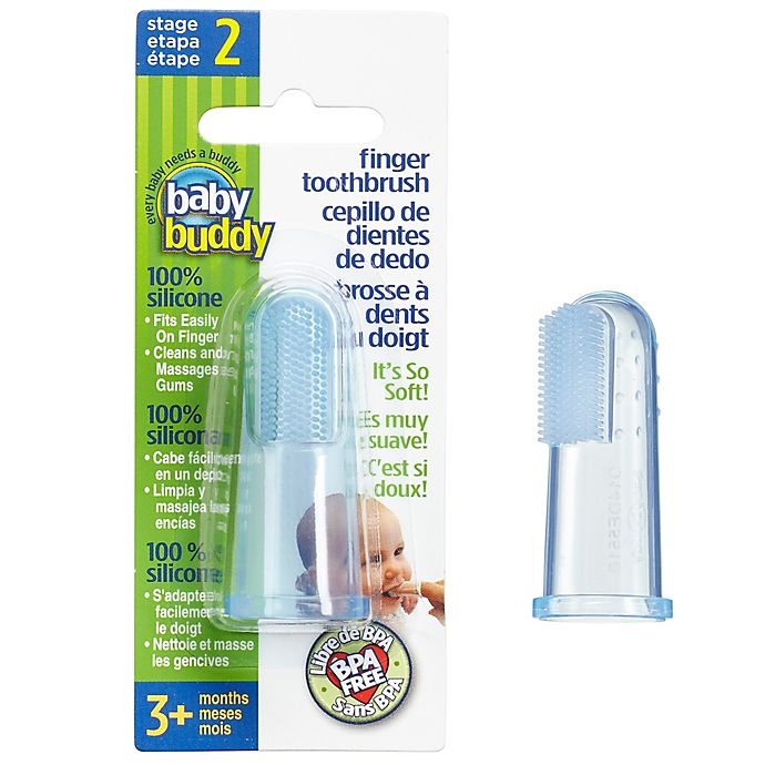 slide 1 of 4, Baby Buddy Silicone Finger Toothbrush - Blue, 1 ct
