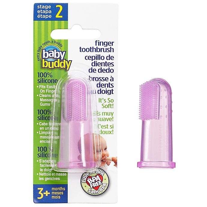 slide 1 of 4, Baby Buddy Silicone Finger Toothbrush - Pink, 1 ct