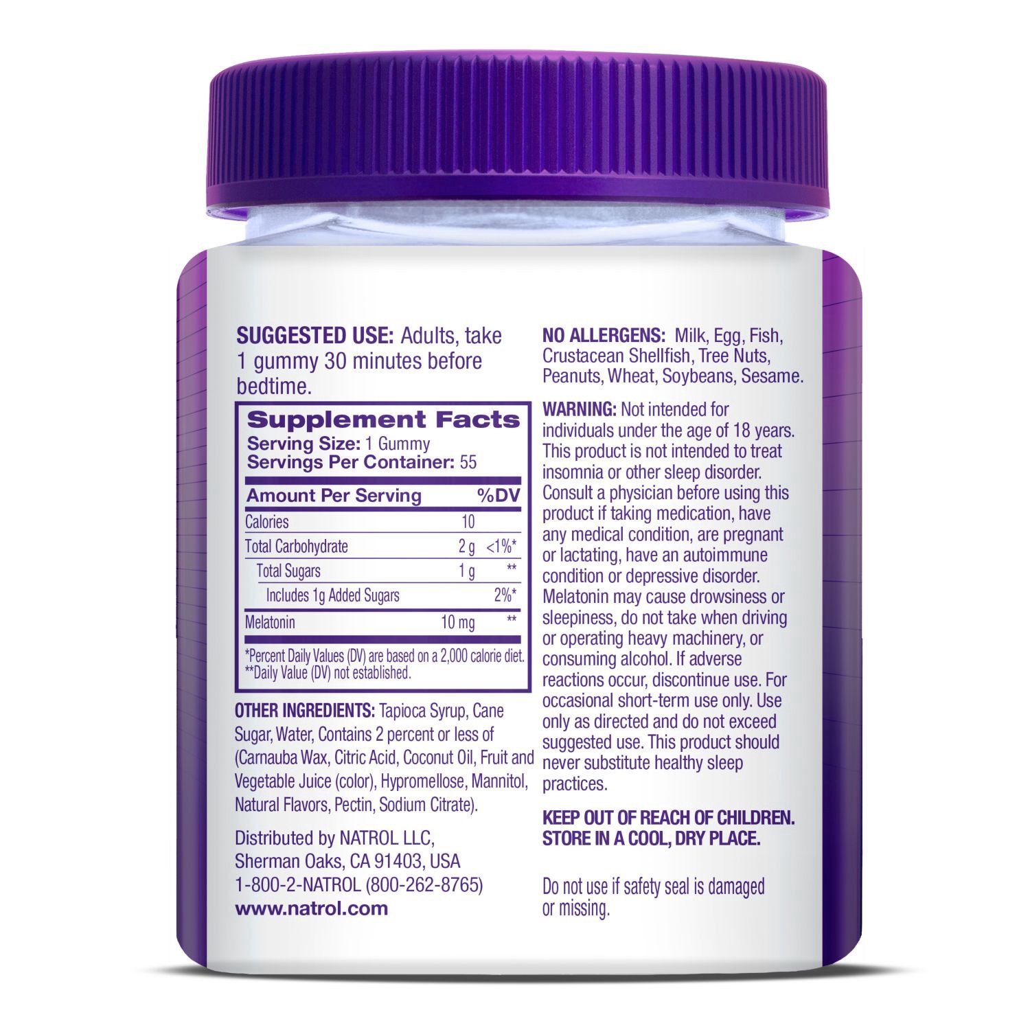 slide 3 of 3, Natrol Time Release Melatonin 10 mg, Dietary Supplement to Help Minimize Wake Ups, Sleep Gummies for Adults, 55 Strawberry-Flavored Melatonin Gummies, Up to a 55 Day Supply, 55 ct