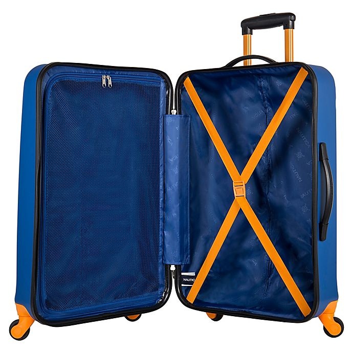 slide 4 of 4, Nautica Tide Beach Hardside Spinner Carry On Luggage - Blue/Tangerine, 21 in