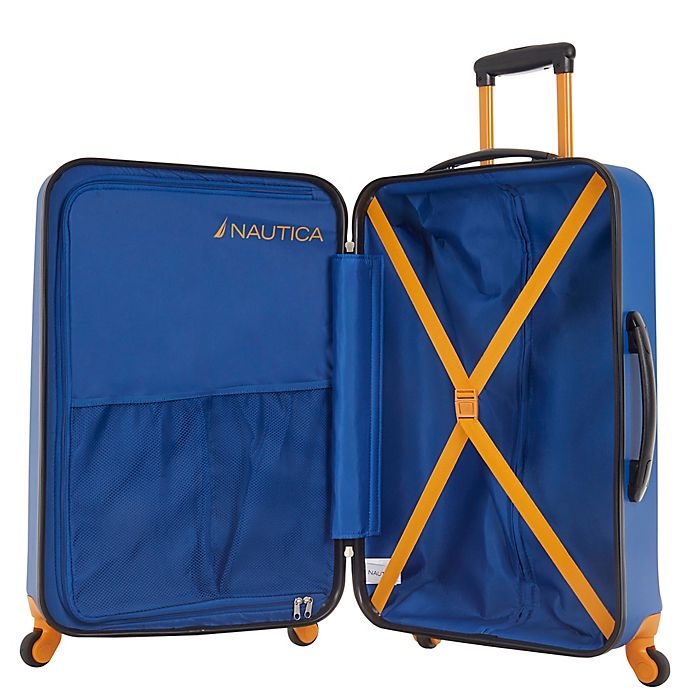 slide 3 of 5, Nautica Tide Beach 25 Hardside Spinner Checked Luggage - Blue/Tangerine'', 1 ct