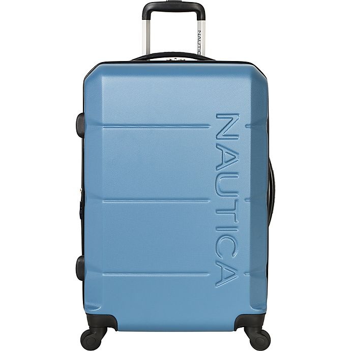 slide 3 of 8, Nautica Marine Hardside Spinner Checked Luggage - Blue Stern, 28 in