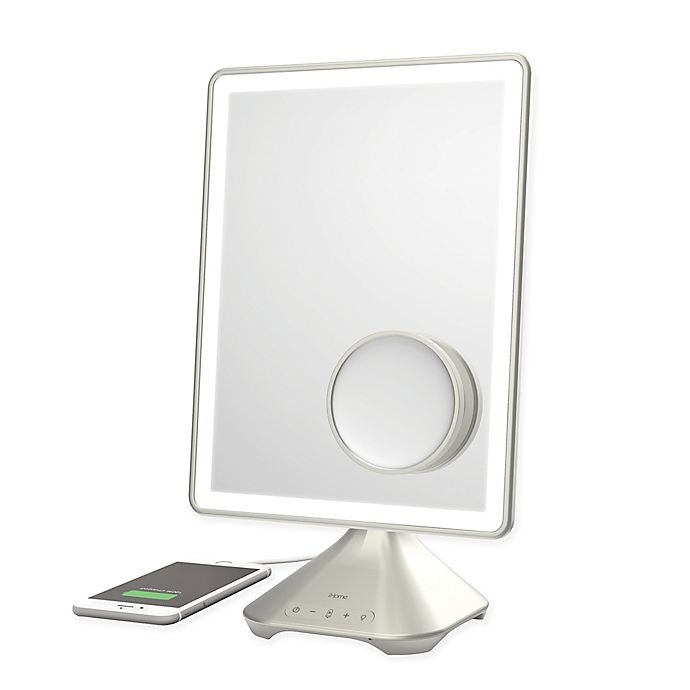 slide 1 of 3, iHome Pro Rechargeable Vanity Speaker Mirror - Silver/Nickel, 1 ct