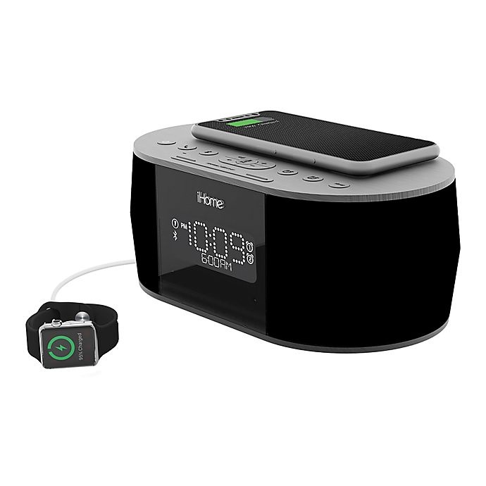 slide 2 of 2, iHome Bluetooth Stereo Dual Alarm Clock - Black with Qi Wireless Charging, 1 ct