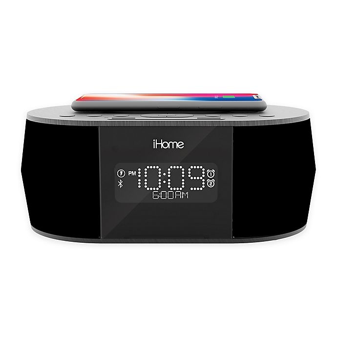 slide 1 of 2, iHome Bluetooth Stereo Dual Alarm Clock - Black with Qi Wireless Charging, 1 ct