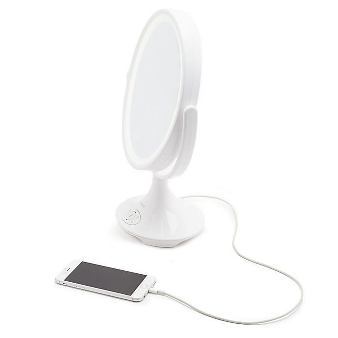 slide 2 of 6, iHome Bluetooth Double-Sided Vanity Mirror - White, 1 ct
