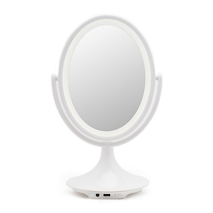 slide 4 of 6, iHome Bluetooth Double-Sided Vanity Mirror - White, 1 ct