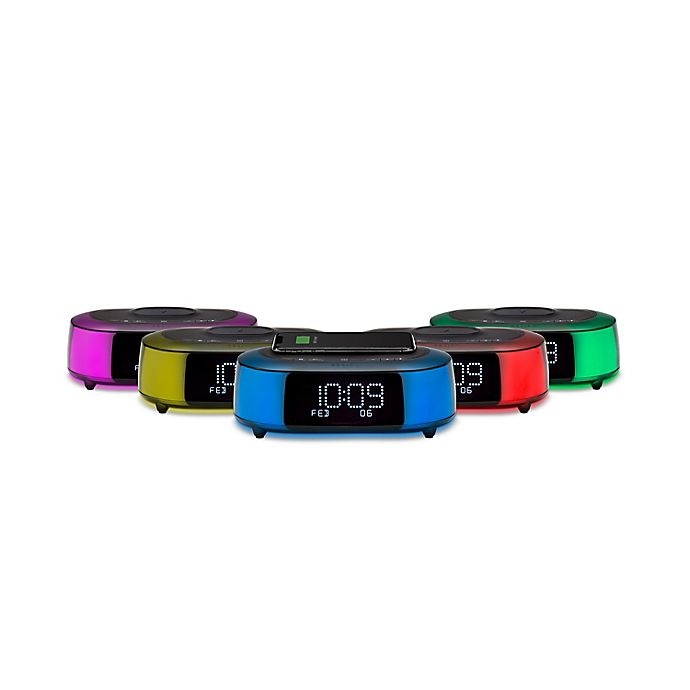 slide 4 of 8, iHome TimeBoost Glow Alarm Clock - Black with Qi Wireless Charging and USB Port, 1 ct