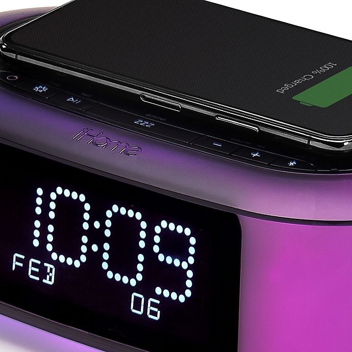slide 5 of 8, iHome TimeBoost Glow Alarm Clock - Black with Qi Wireless Charging and USB Port, 1 ct