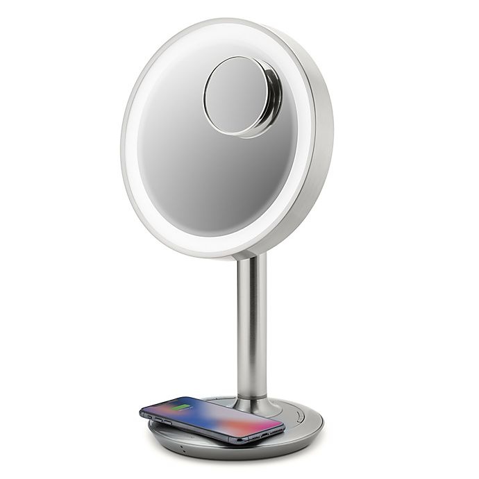 slide 2 of 10, iHome Vanity Mirror with Bluetooth Speaker and USB Port - Silver/Nickel, 9 in