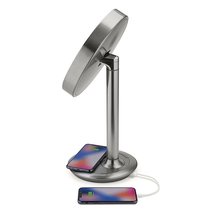 slide 3 of 10, iHome Vanity Mirror with Bluetooth Speaker and USB Port - Silver/Nickel, 9 in
