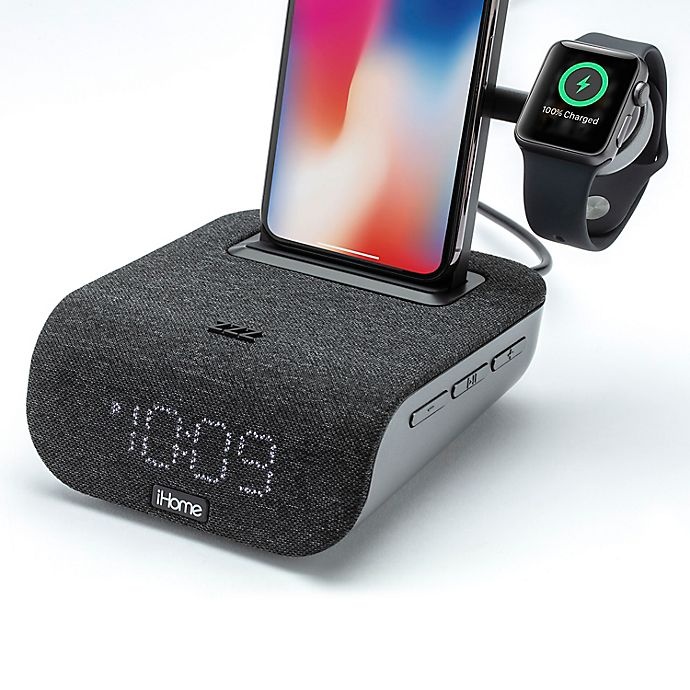 slide 9 of 9, iHome TimeBase Pro+ Bluetooth Alarm Clock with Apple Watch Charging Arm, 1 ct