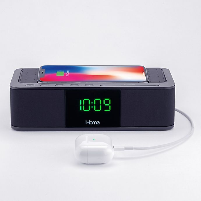 slide 2 of 11, iHome Alarm Clock - Black with Wireless Charging and USB Charging, 1 ct