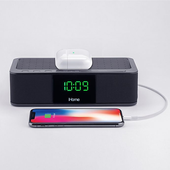 slide 3 of 11, iHome Alarm Clock - Black with Wireless Charging and USB Charging, 1 ct
