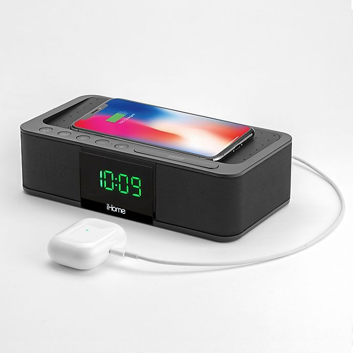slide 8 of 11, iHome Alarm Clock - Black with Wireless Charging and USB Charging, 1 ct