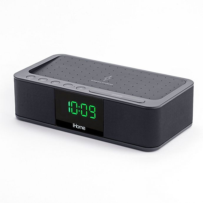 slide 10 of 11, iHome Alarm Clock - Black with Wireless Charging and USB Charging, 1 ct