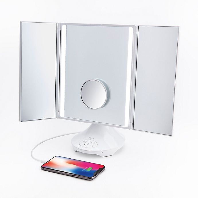 slide 1 of 10, iHome Vanity Speaker Mirror with Bluetooth - White, 1 ct
