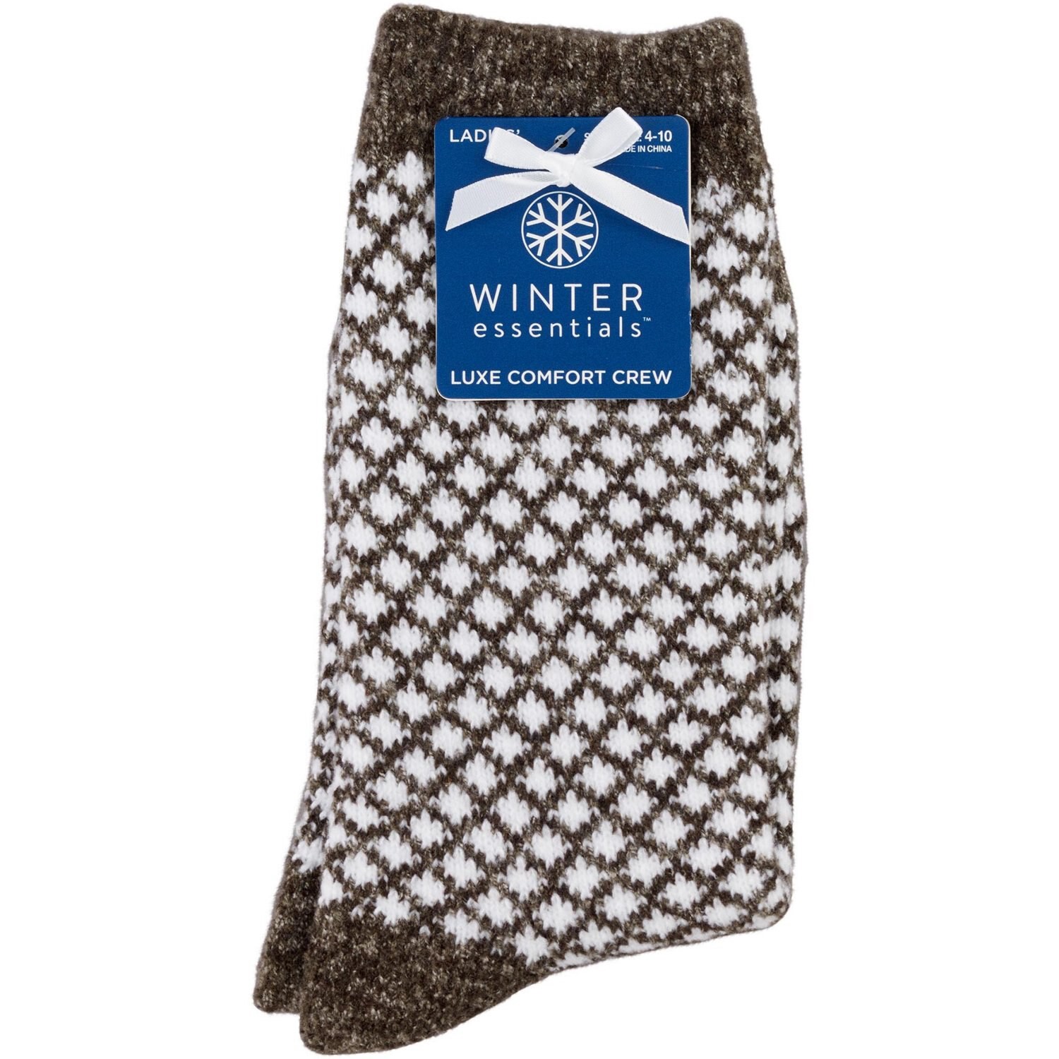 slide 5 of 8, CVS Health Women's Fuzzy Check Crew Socks, Assorted, 1 ct