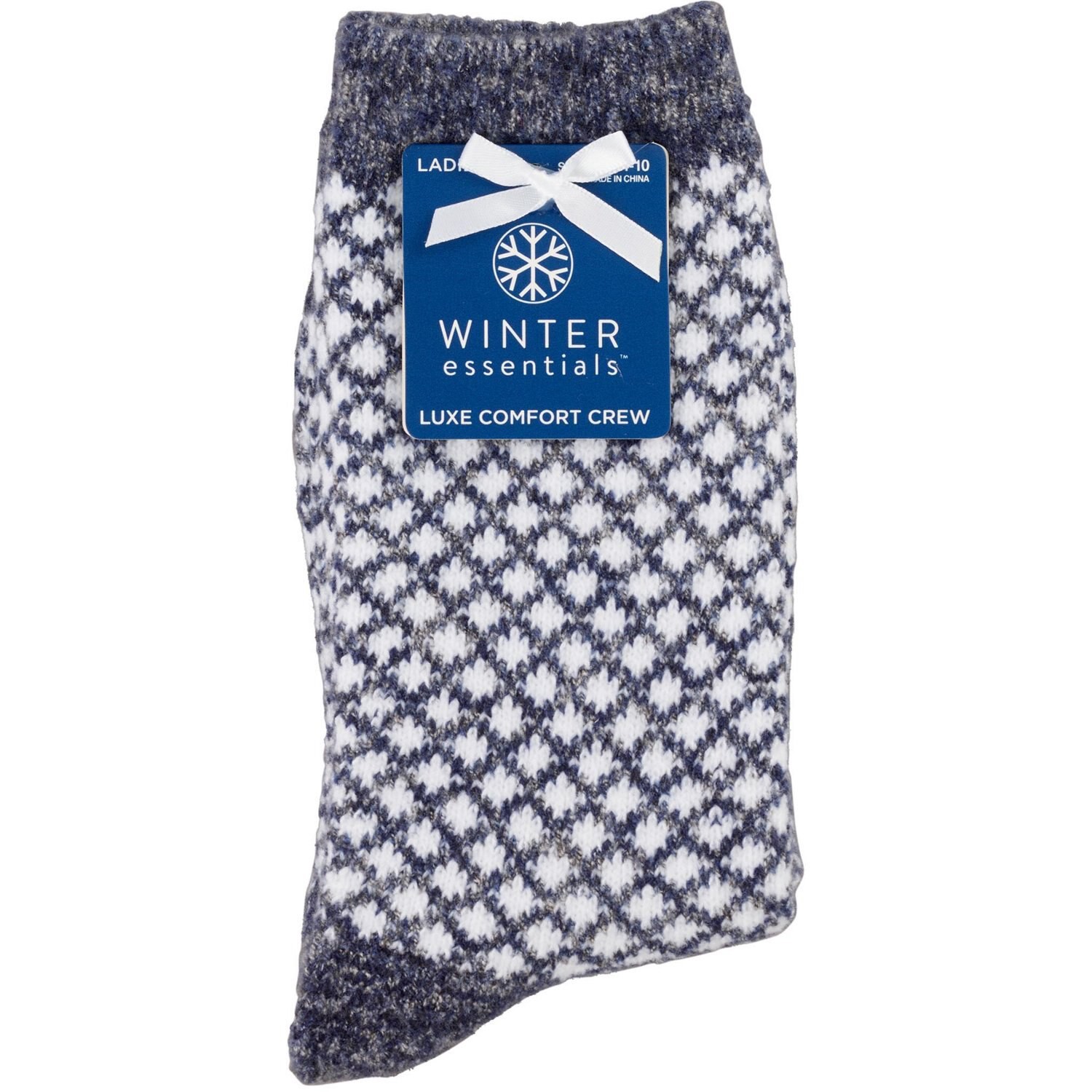 slide 6 of 8, CVS Health Women's Fuzzy Check Crew Socks, Assorted, 1 ct