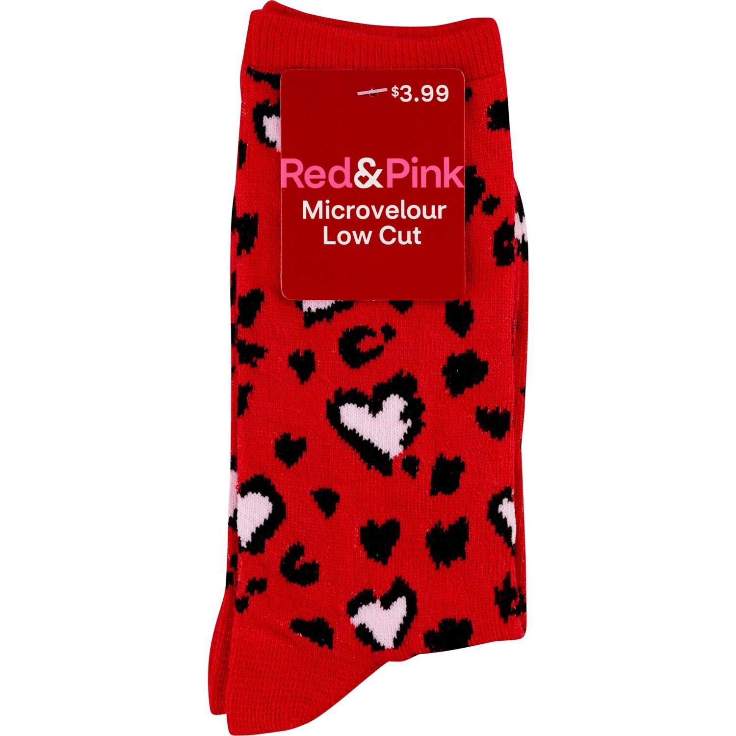 slide 2 of 6, RED AND PINK Microvelour Low Cut Sock - Val, 1 ct