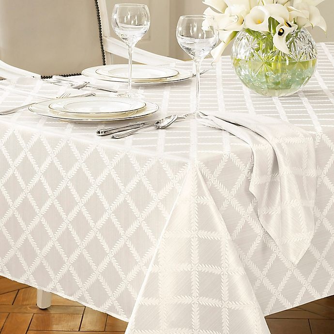 slide 2 of 2, Lenox Laurel Leaf Round Tablecloth - White, 70 in