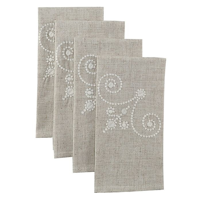 slide 1 of 1, Lenox French Perle Embroidered Napkins - Linen, 4 ct