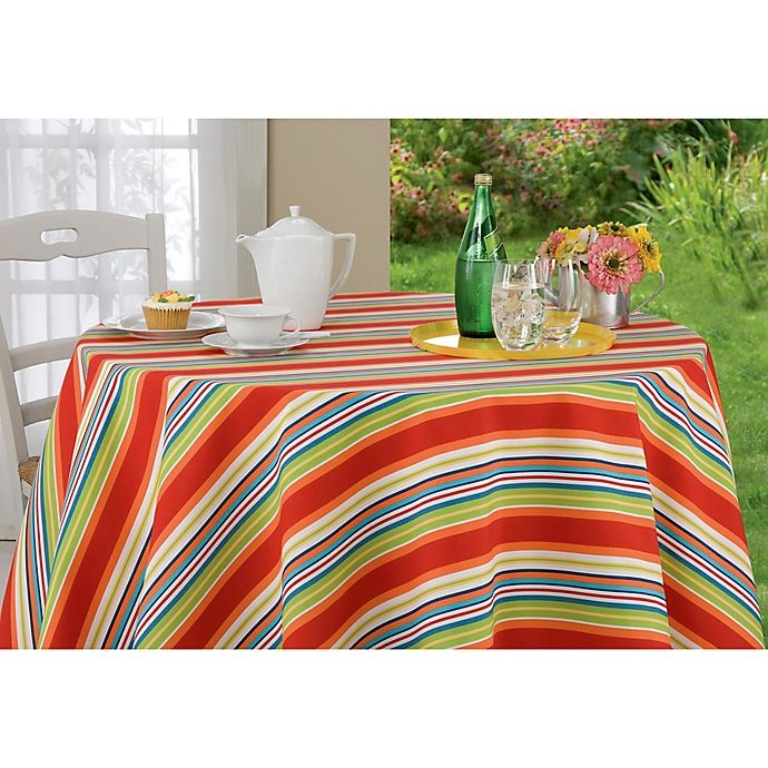 slide 2 of 2, Destination Summer Mystic Stripe Round Indoor/Outdoor Tablecloth, 70 in