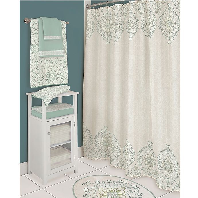 slide 2 of 2, Lenox French Perle Groove Shower Curtain - Ice Blue, 1 ct