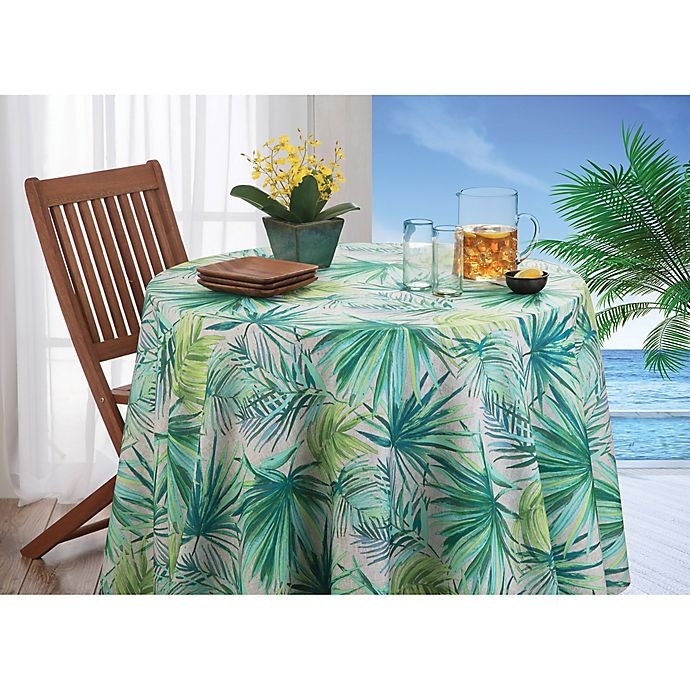 slide 2 of 2, Destination Summer Palm Garden Round Indoor/Outdoor Tablecloth, 70 in