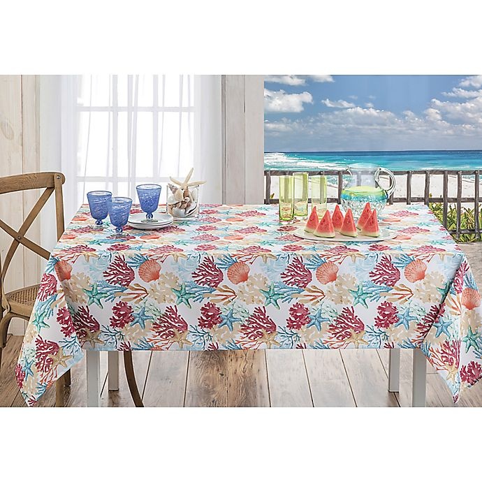 slide 2 of 2, Bardwil Linens Coral Oasis Oblong Tablecloth, 60 in x 102 in