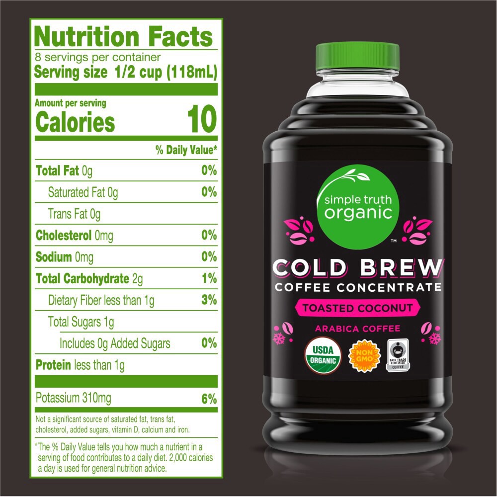 slide 5 of 6, Simple Truth Organic Cold Brew Toasted Coconut Arabica Coffee Concentrate, 32 fl oz