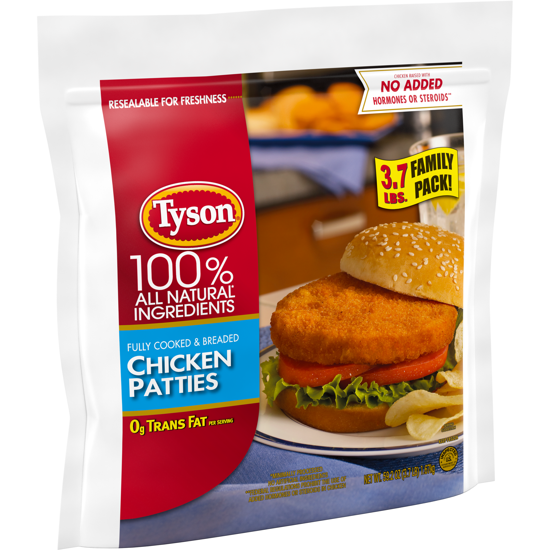 slide 5 of 8, Tyson Fully Cooked & Breaded Chicken Patties Family Pack, 3.7 lb