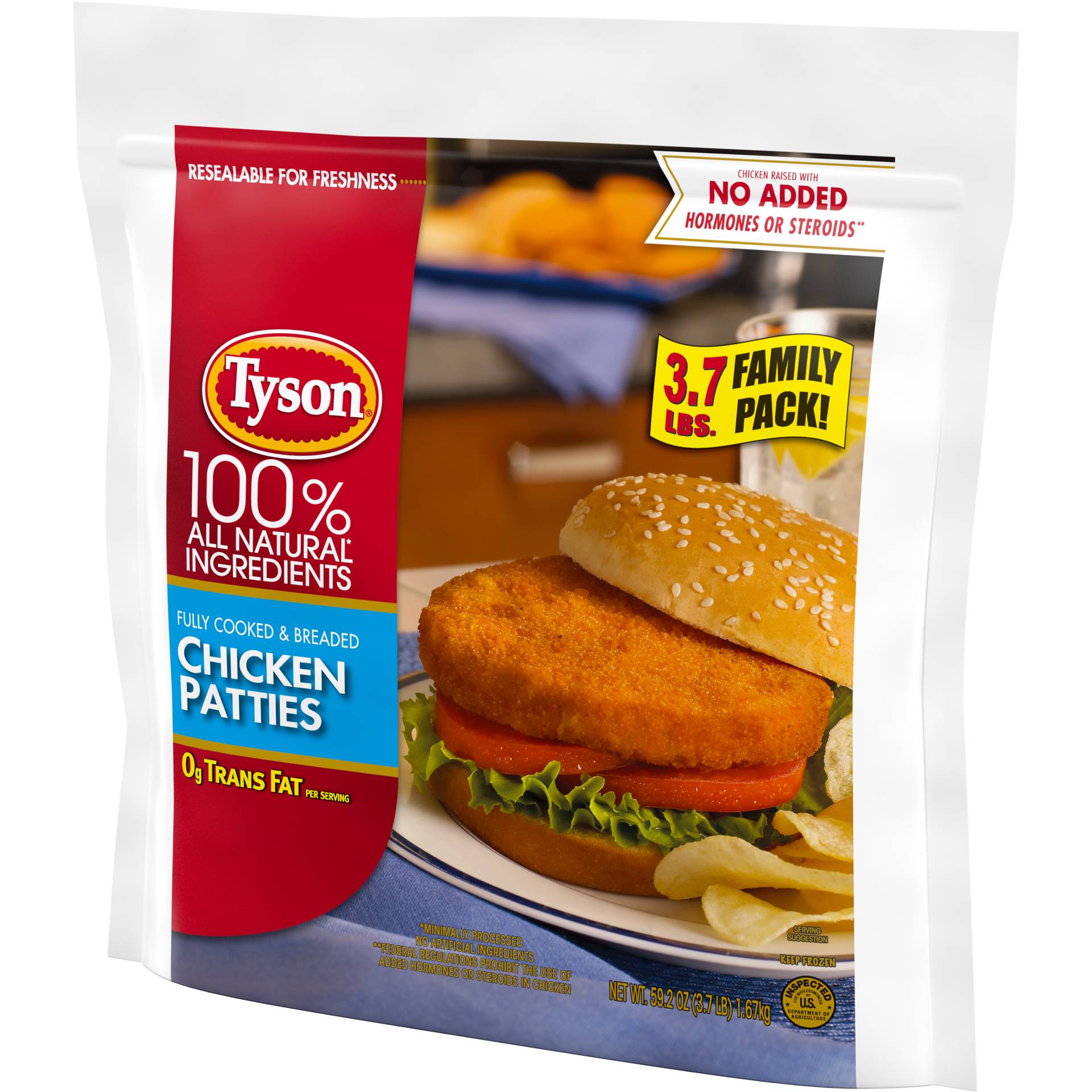 slide 2 of 8, Tyson Fully Cooked & Breaded Chicken Patties Family Pack, 3.7 lb