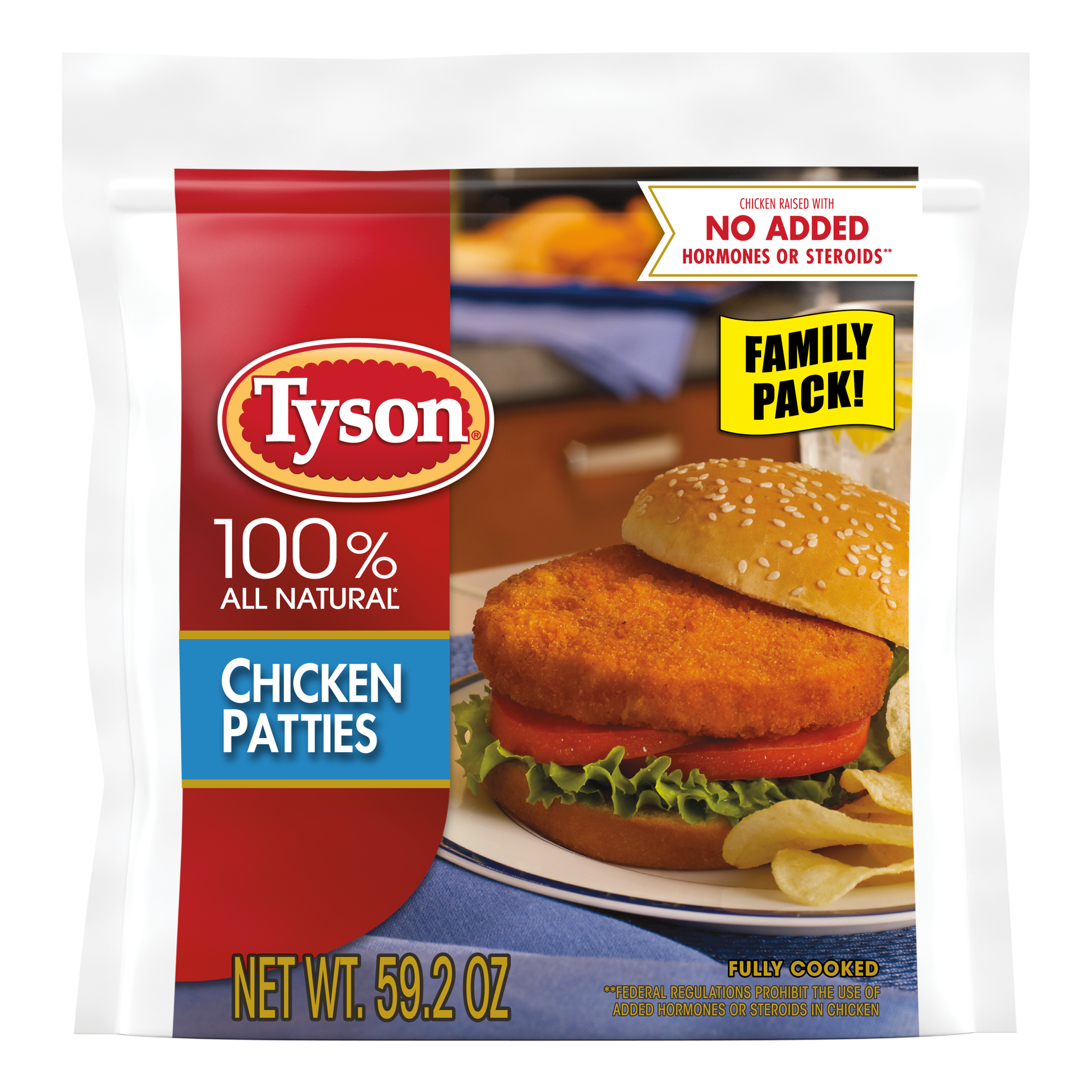 slide 1 of 8, Tyson Fully Cooked & Breaded Chicken Patties Family Pack, 3.7 lb