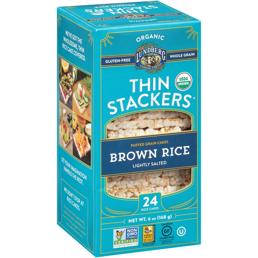 slide 2 of 8, Lundberg Family Farm Thin Stackers Lightly Salted Rice Cake, 5.9 oz