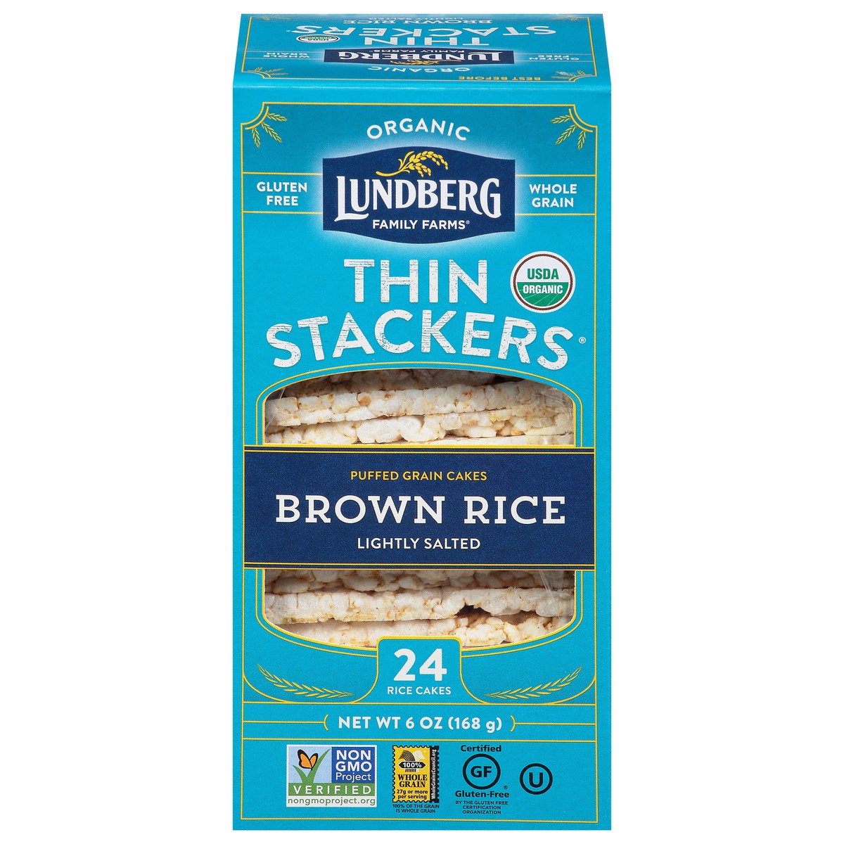 slide 1 of 14, Lundberg Family Farms Lightly Salted Brown Rice Thin Stackers Puffed Grain Cakes, 5.9 oz